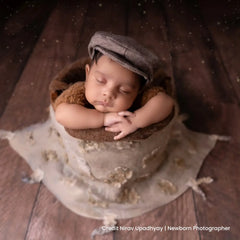 Baby Boy Gentleman Cap and Bowtie SR001 | Set of 2 | 3M | Brown