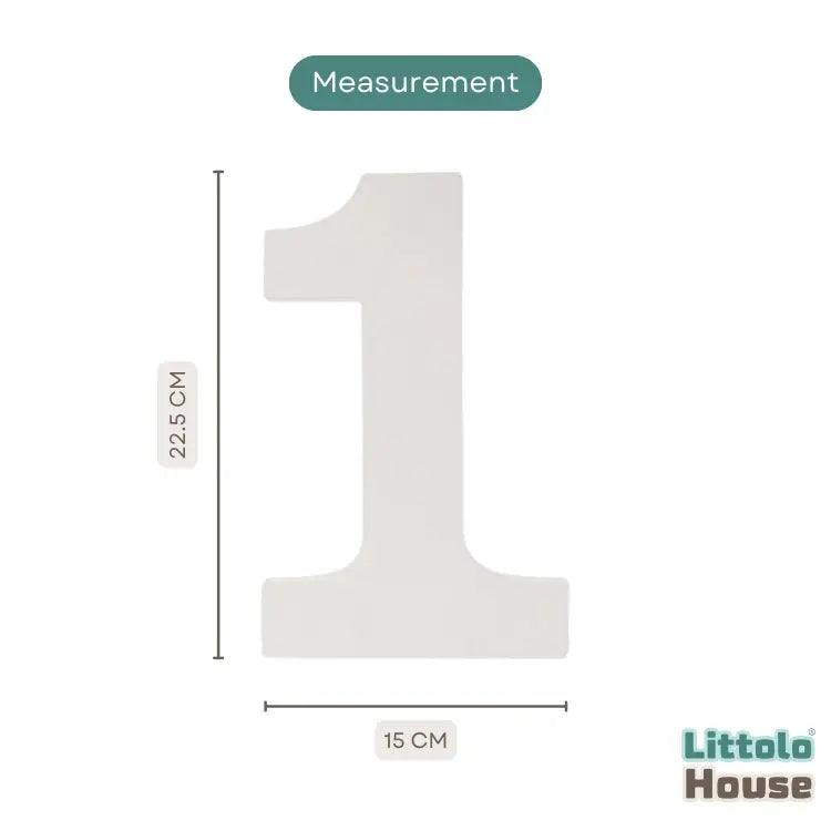 Numeric 1 for First Birthday | Wooden Decorative | White