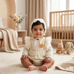 Baby Girl Princess Romper Outfit O035 | 1Y | Off White