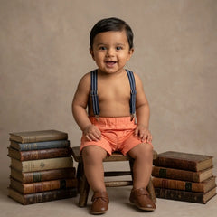 Baby Boy Suspender Shorts Outfit O078 | 1Y | Orange