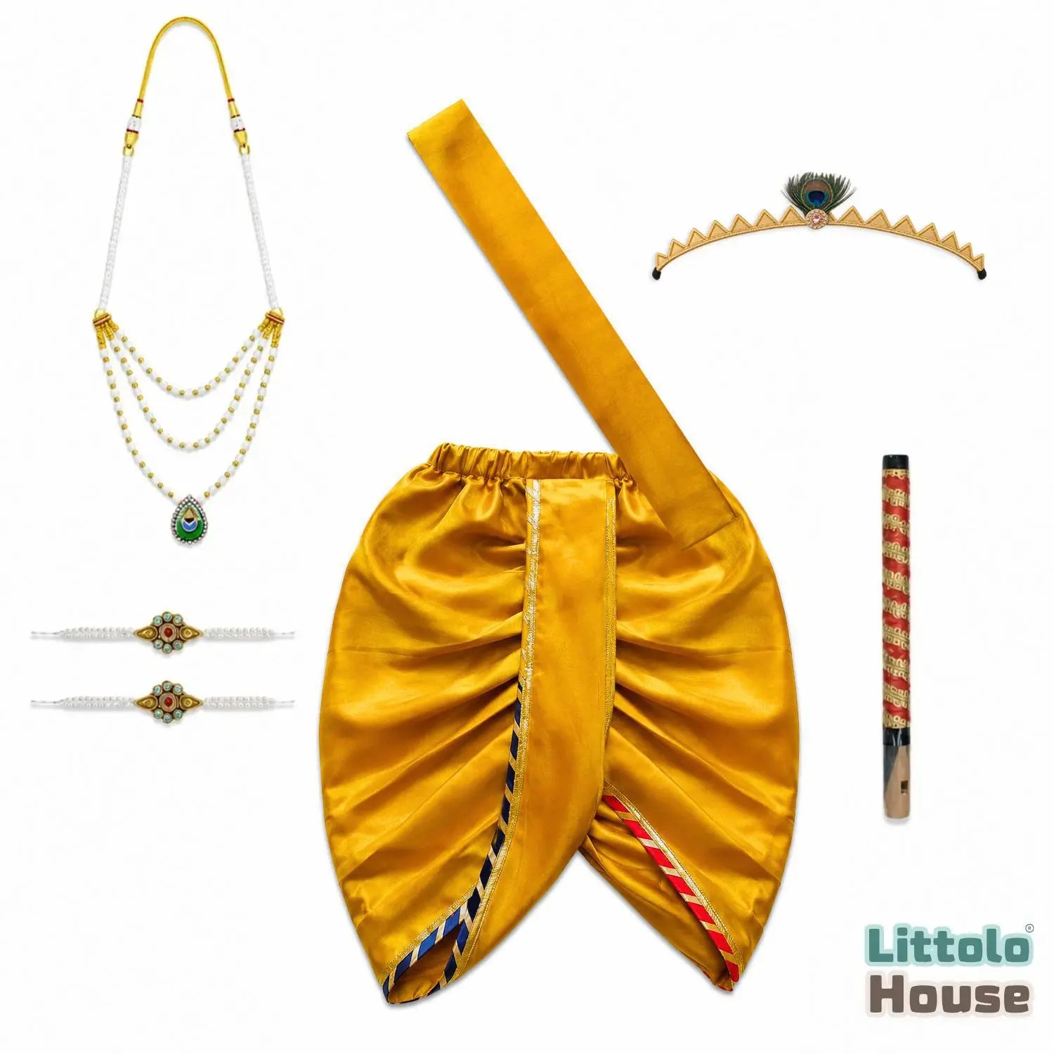 Baby Boy Traditional Dhoti And Khes Outfit With Accessories O222 | 1Y | Mustard Yellow