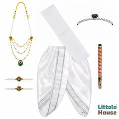 Baby Boy Traditional Dhoti And Khes Outfit With Accessories O222 | 1Y | White