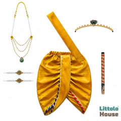 Baby Boy Traditional Dhoti And Khes Outfit With Accessories O222 | 1Y | Mustard Yellow