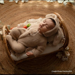 Baby Fur Romper with Rabbit Ears Bonnet O113 | 3M | Beige