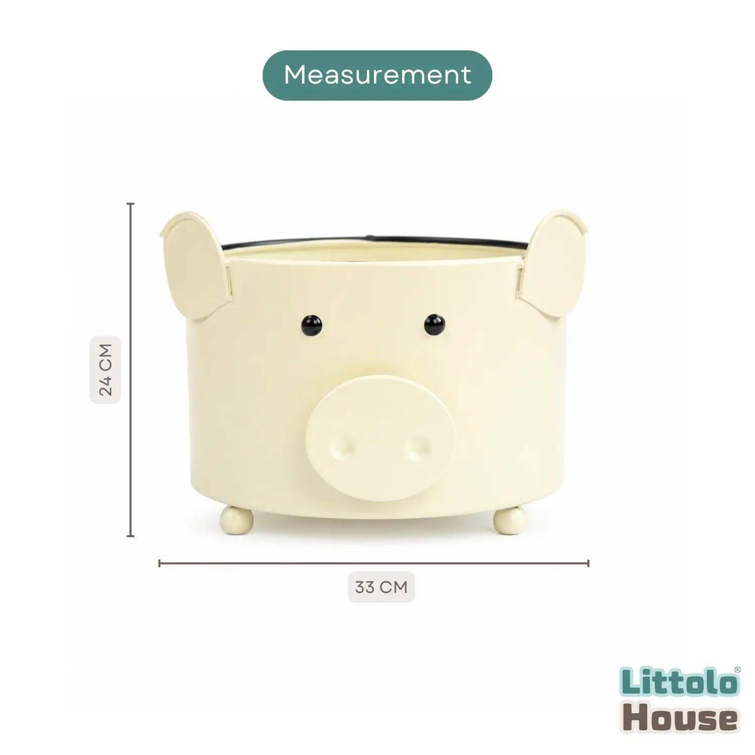Piggy Basket | Iron Artware | Light Cream
