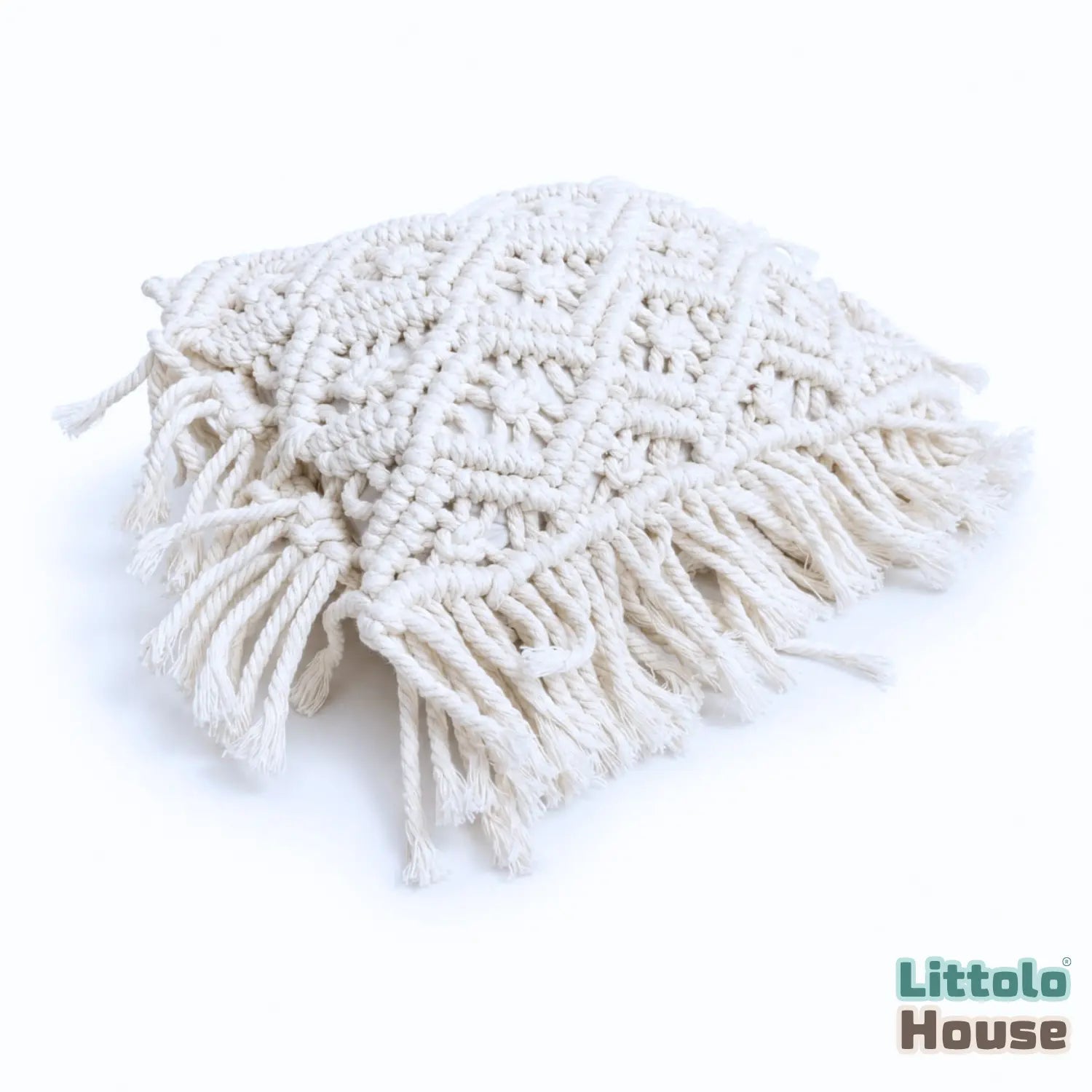 Handwoven Macrame Pillow P24 Pack of 1 | NB | White