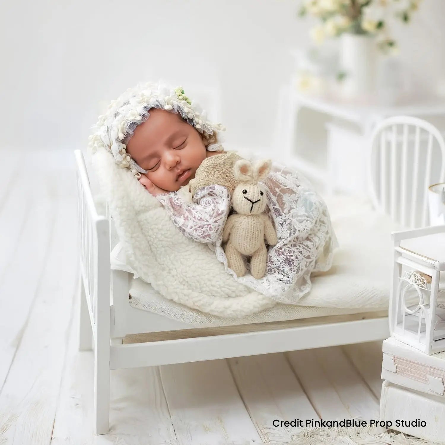 Baby Girl Knit Lace Frock with Lace Bonnet SR004 | Set of 2 | NB | Green