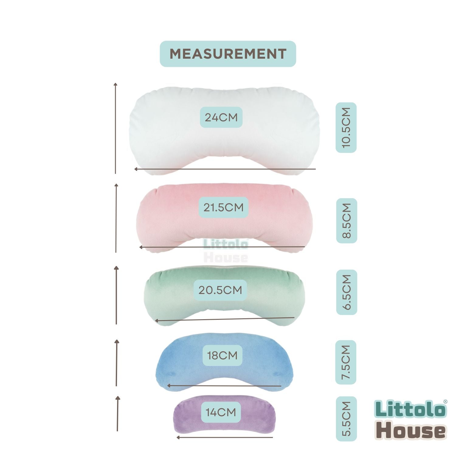 Posing Pillow P21 Set of 5 Rounded Moon Shape for Soft Curves | NB | Multicolour