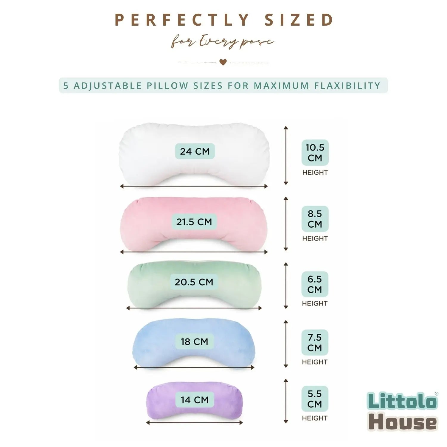Posing Pillow P21 Set of 5 Rounded Moon Shape for Soft Curves | NB | Multicolour