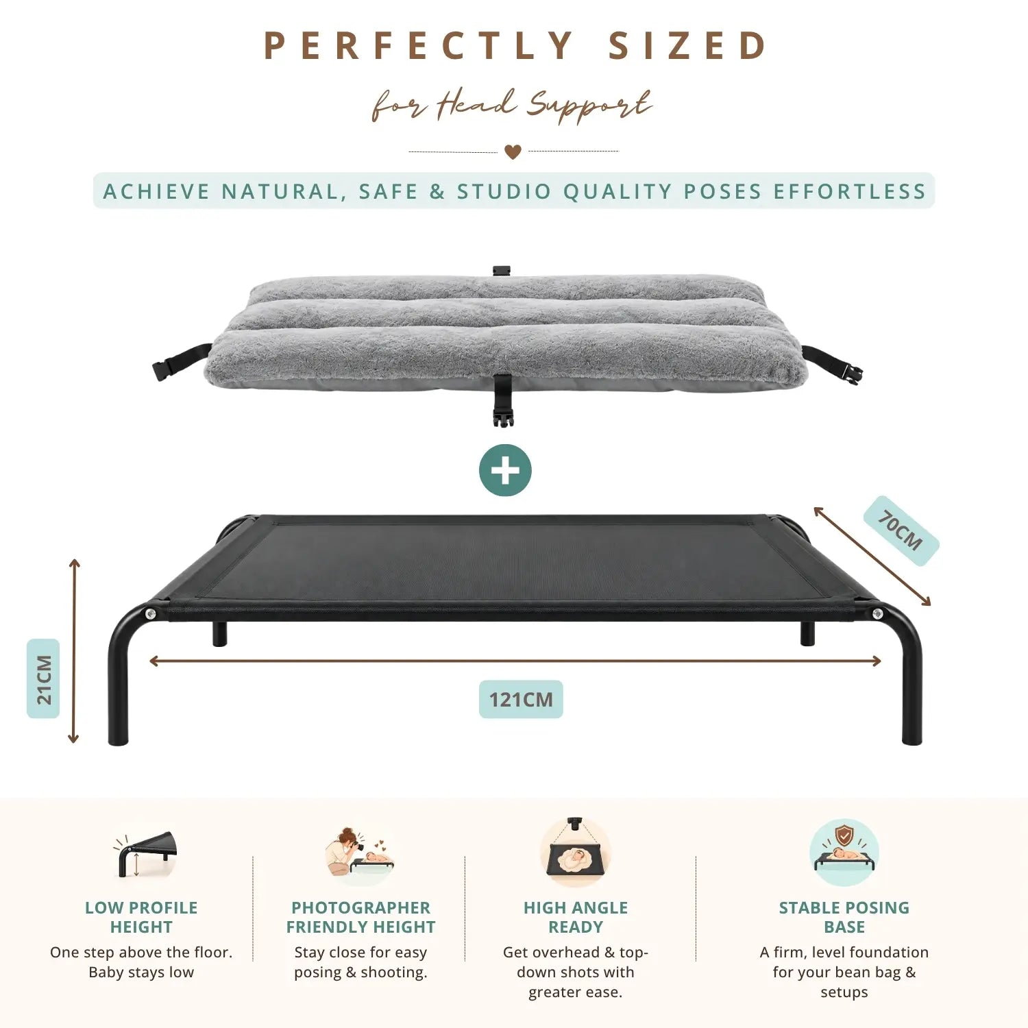 Baby Positioning Stand with Mattress | Posing Aids | Black