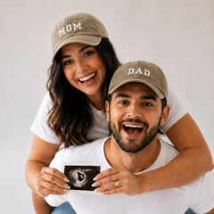 Pregnancy Announcement Mom & Dad Caps A055 | Adult | Pastel Olive