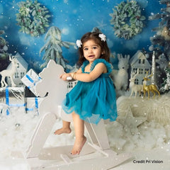 Baby Girl Net Frills Frock with Straps O015 Outfit | 1Y | Peacock Blue