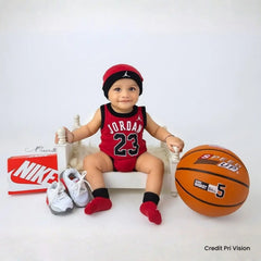Baby Boy 23 Jersey With Hat Outfit O051 | 1Y | Red Black