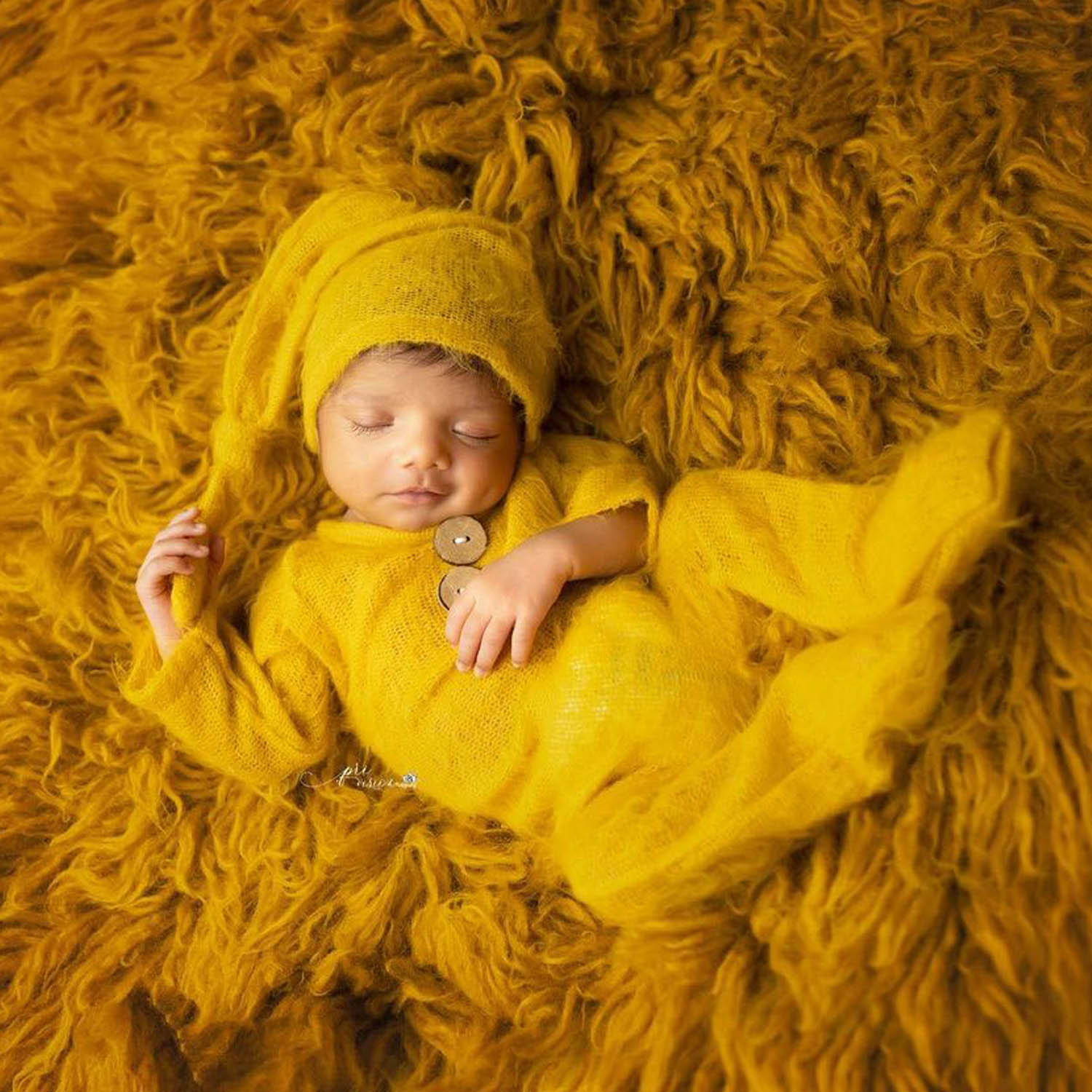 Baby Romper and Sleep Hat D2 SR056 | Set of 2 | 2M | Mustard