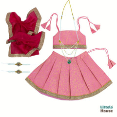 Baby Girl Traditional Lehenga Choli with Dupatta Outfit with Accessories O221 | 1Y | Baby Pink