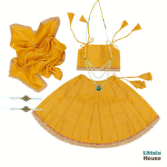 Baby Girl Traditional Lehenga Choli with Dupatta Outfit with Accessories O221 | 1Y | Mustard Yellow