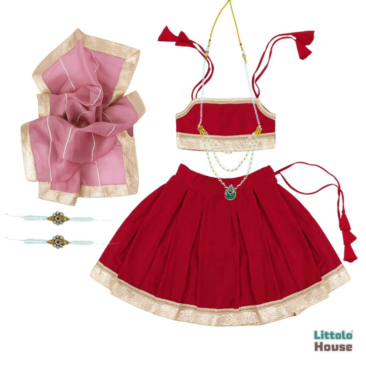 Baby Girl Traditional Lehenga Choli with Dupatta Outfit O221 | 1Y | Magenta