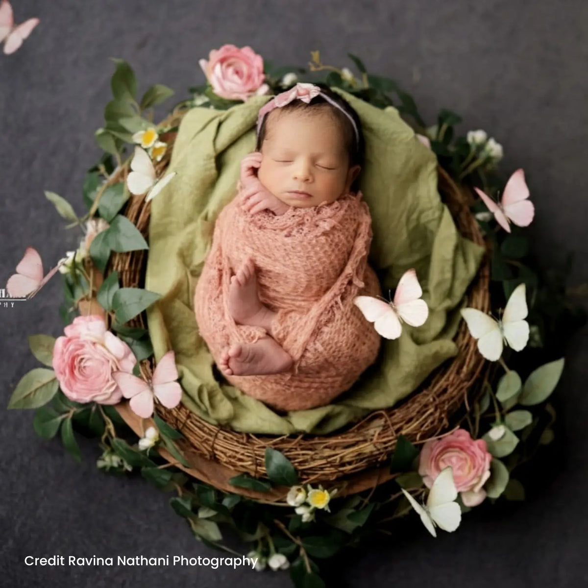 Baby Wool Knit Wrap with Mohair Bonnet SR088 | NB | Rusty Brown