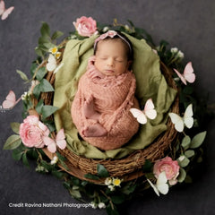 Baby Wool Knit Wrap with Mohair Bonnet SR088 | NB | Rusty Brown