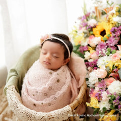 Baby Star Adorned Wool Knitted  Baby Wrap & Bonnet Set of 2 SR095 | NB | Coral Pink