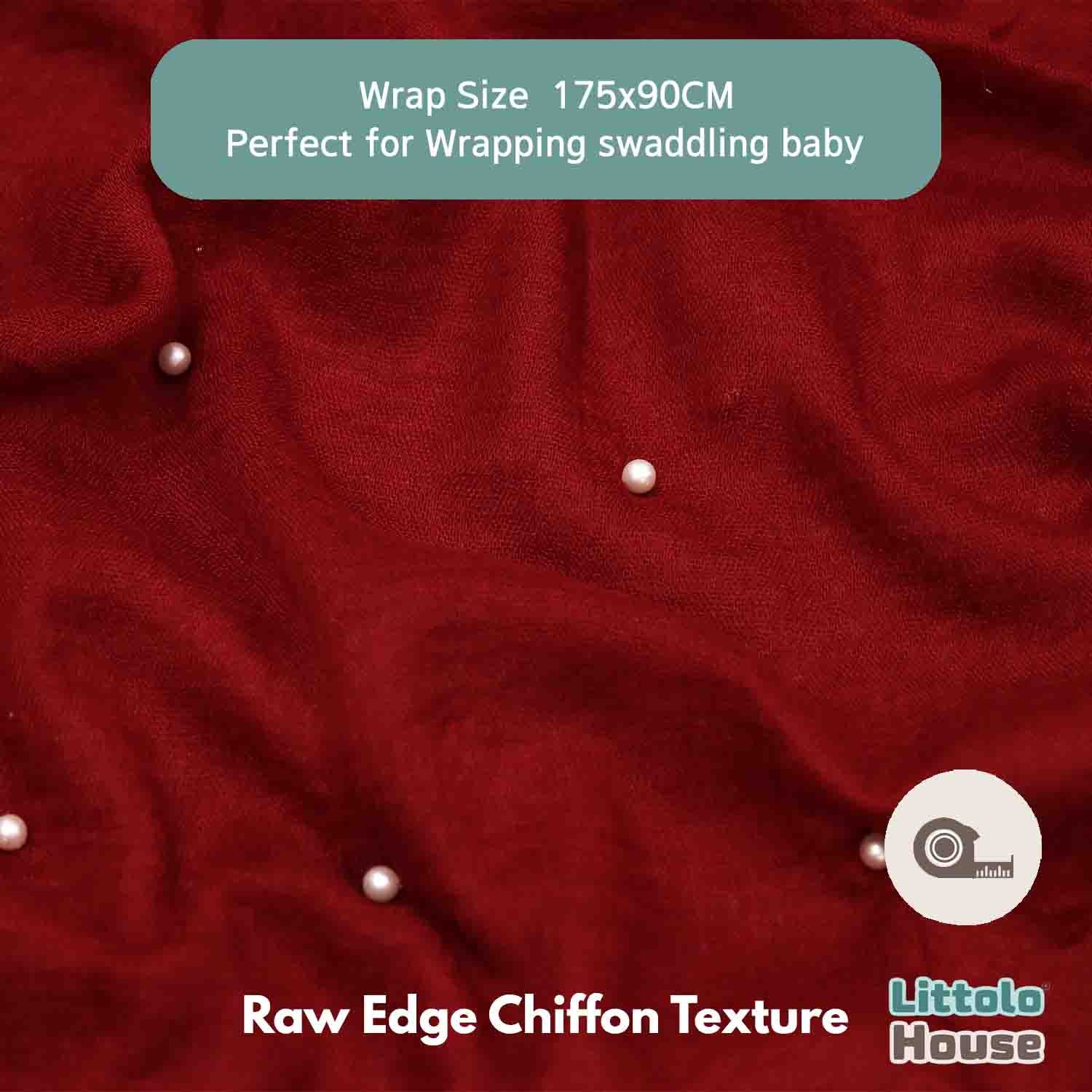 Raw Edge Chiffon Pearl Draping Wrap | Berry