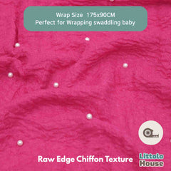 Raw Edge Chiffon Pearl Draping Wrap | Magenta