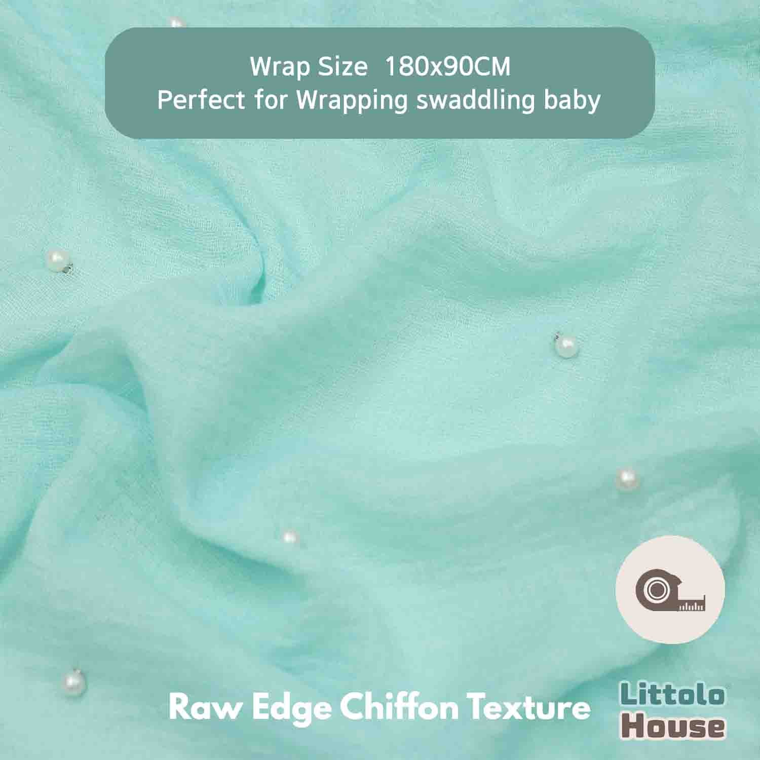 Raw Edge Chiffon Pearl Draping Wrap | Mint