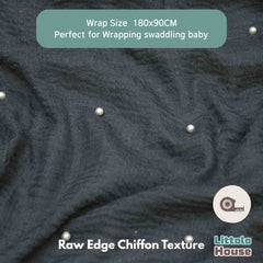 Raw Edge Chiffon Pearl Draping Wrap | Pebble