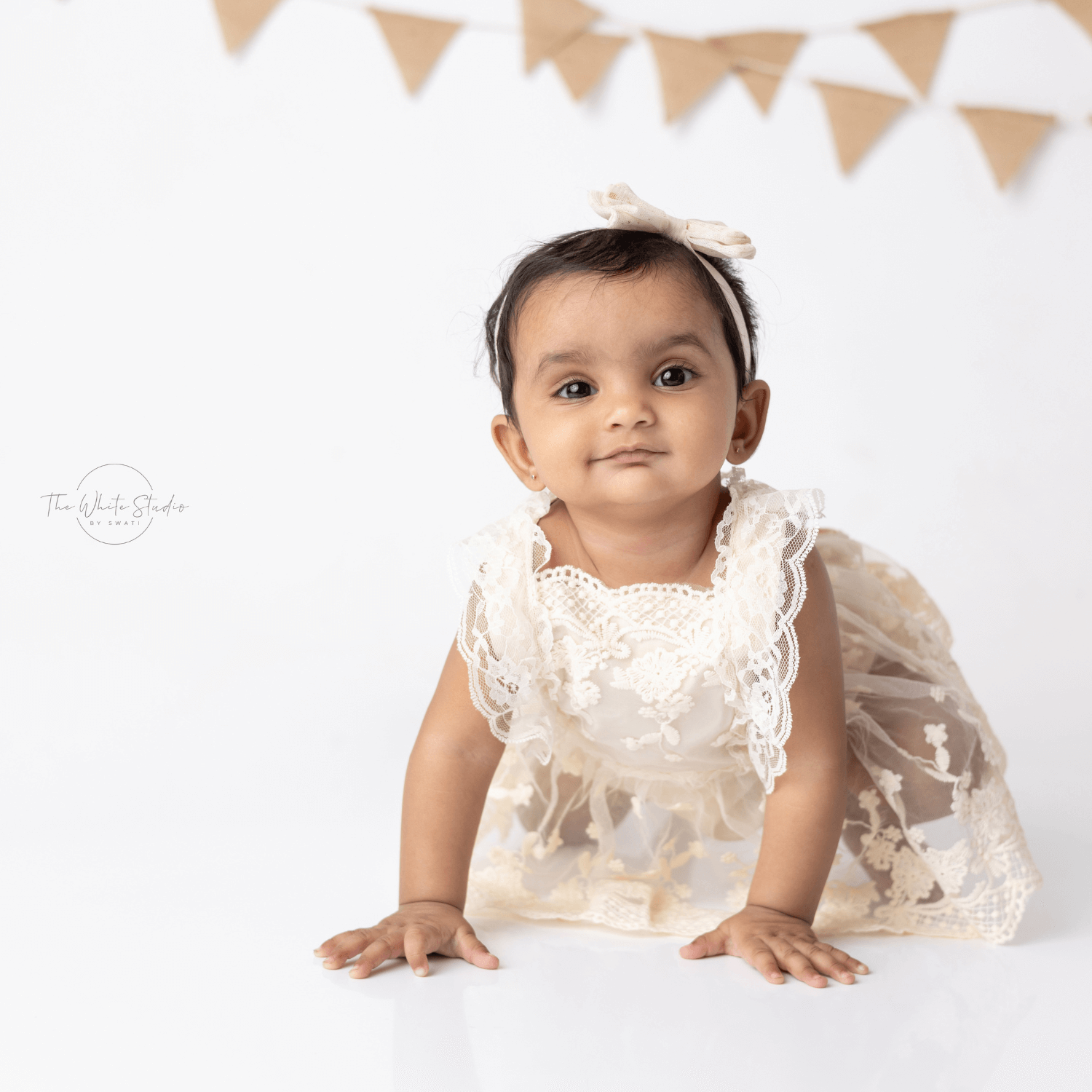 Baby Girl Boho Ruffle Lace Romper O230 | 1Y | Cream