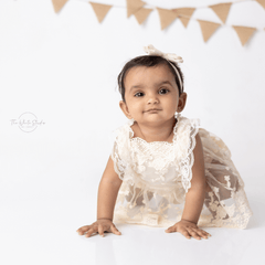 Baby Girl Boho Ruffle Lace Romper O230 | 1Y | Cream