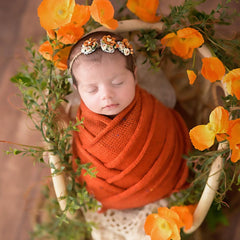 Baby Knitted Dotted Wrap W035 | Burnt Orange