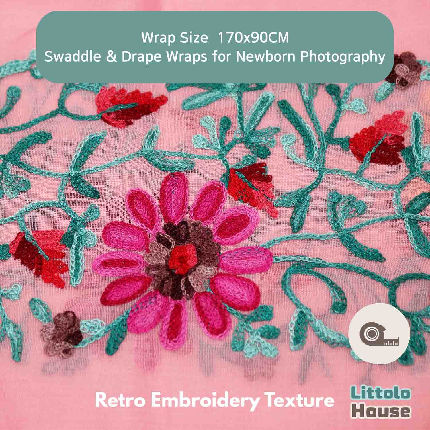 Retro Embroidery Dual-Use Wrap cum Layer  | Light Pink