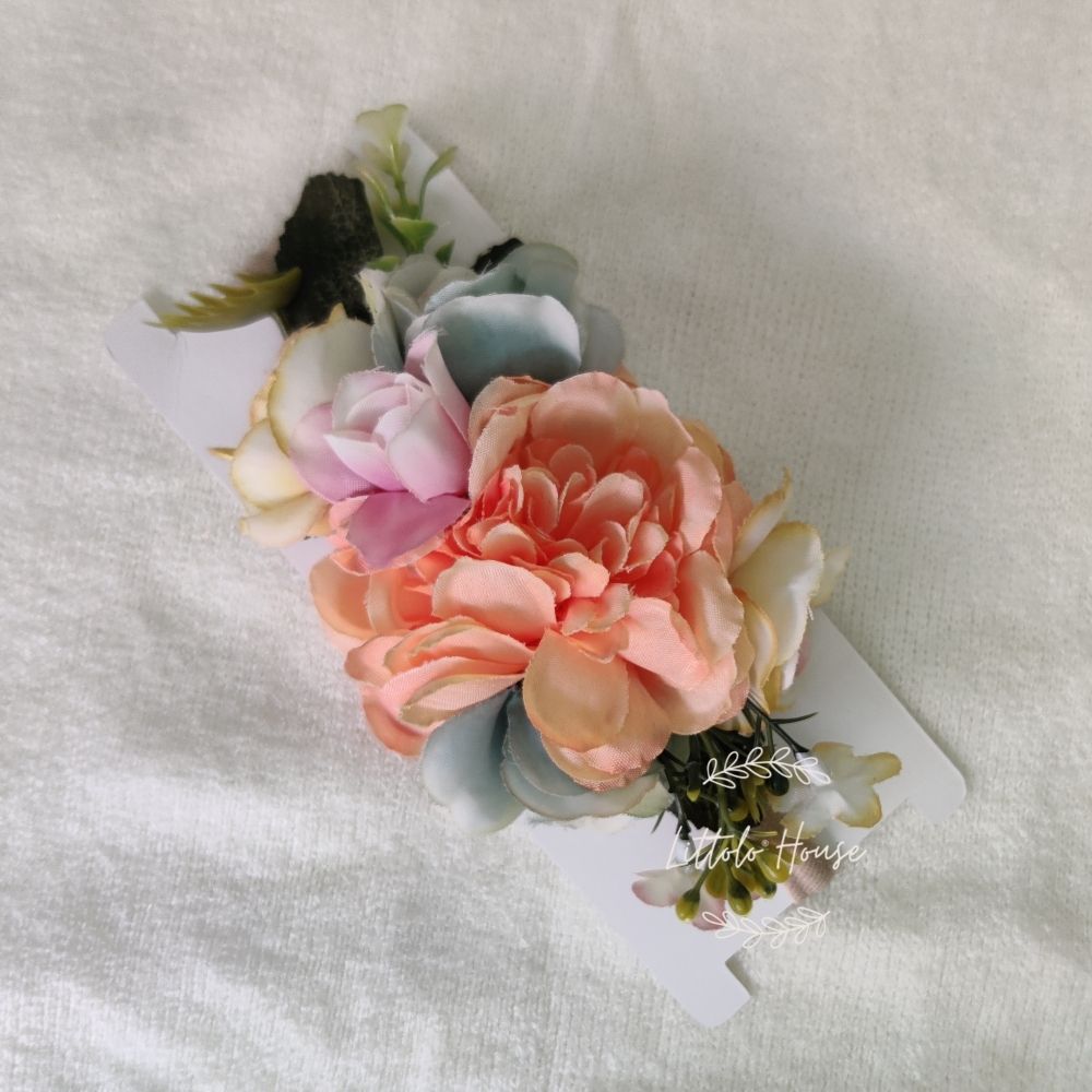 Rose Buds Flowers MH001 Maternity Hairbands | Peach