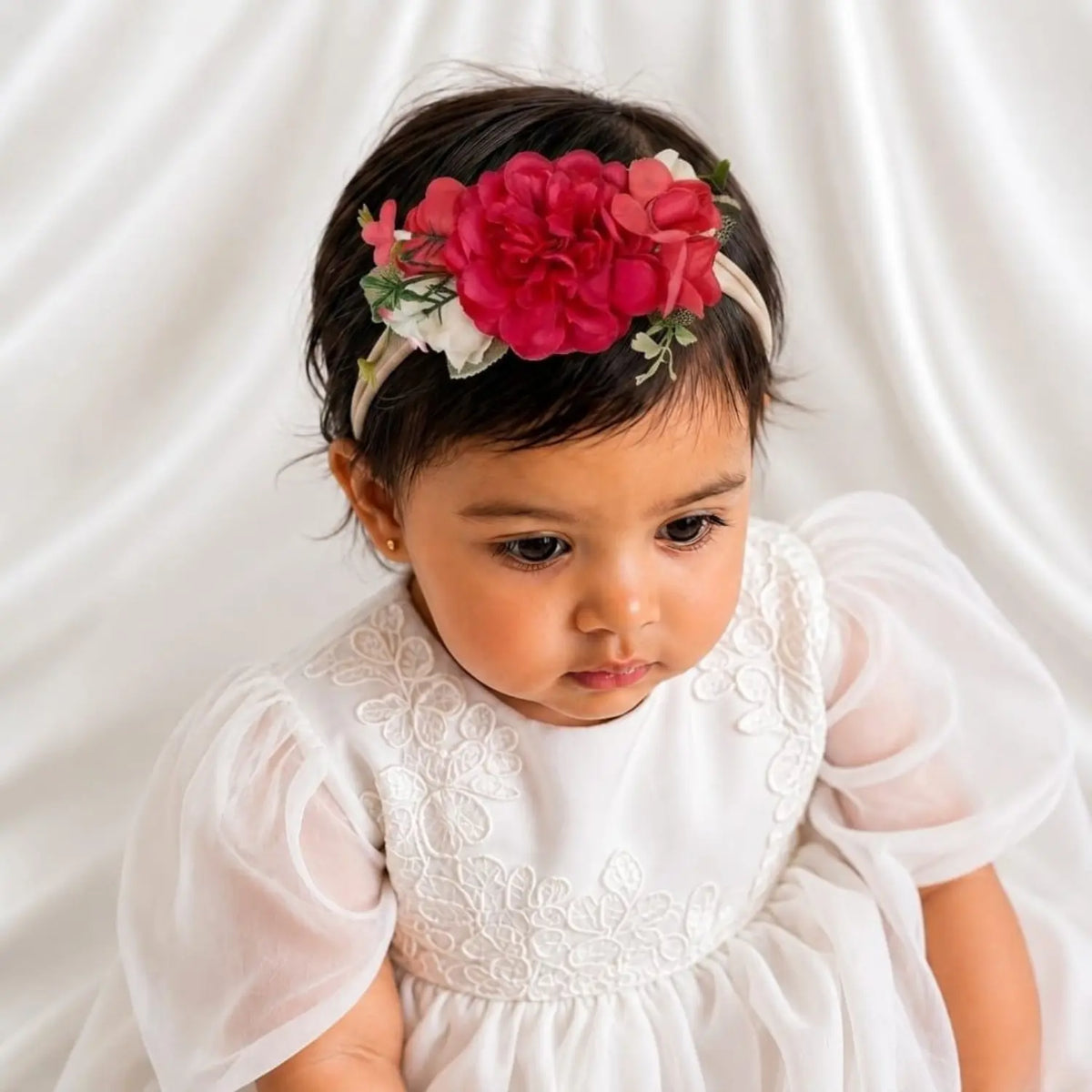 Rose Buds Flowers MH001 Maternity Hairbands | Red
