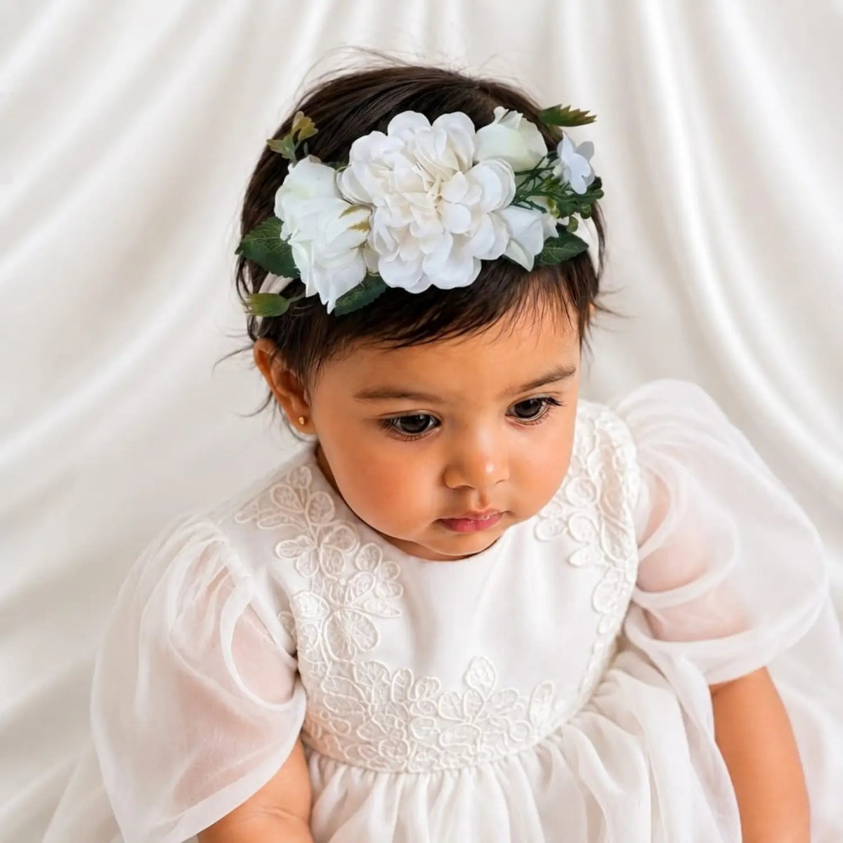 Rose Buds Flowers MH001 Maternity Hairbands | White