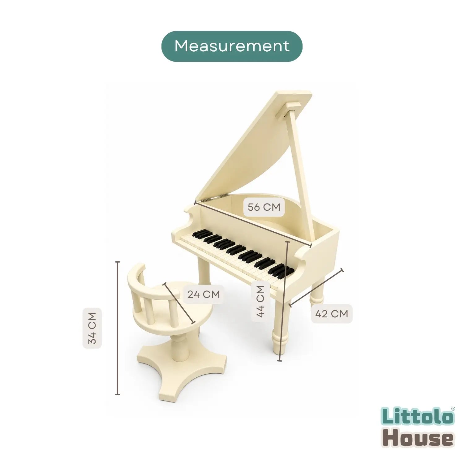 Royal Baby Piano | Wooden Decorative | Off White