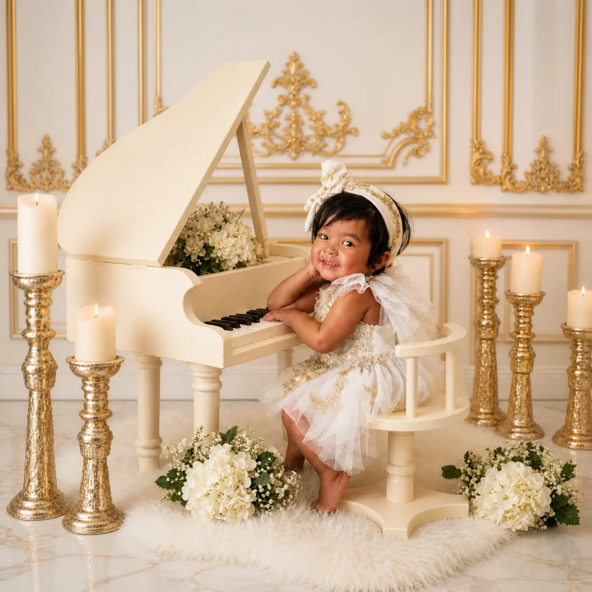 Royal Baby Piano | Wooden Decorative | Off White