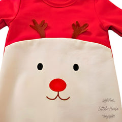 Baby Rudolph Deer Romper O106 | 6M | Beige Red