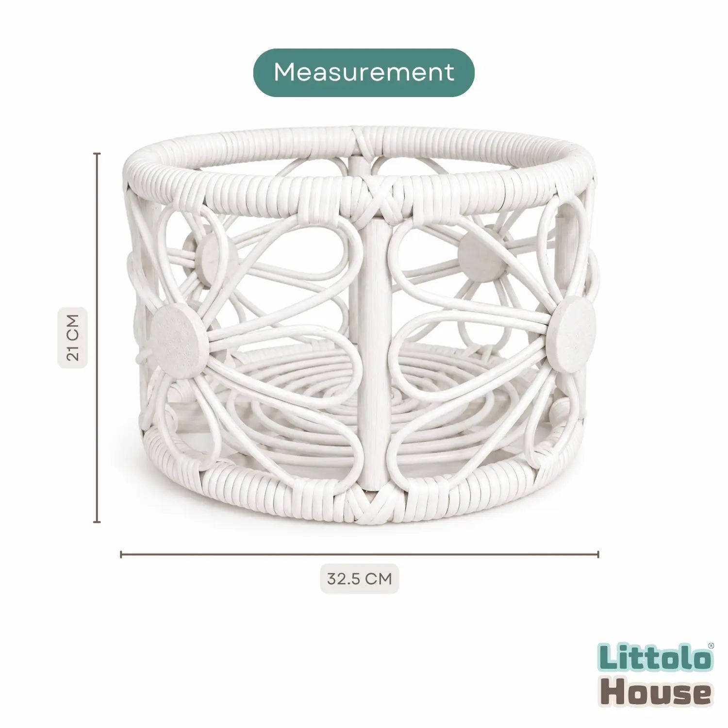 Rustic Cane Floral Basket | White