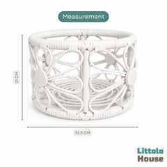 Rustic Cane Floral Basket | White