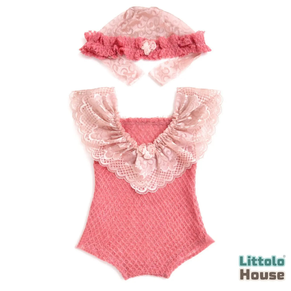 Baby Girl Romper Dress and Bonnet SR008 | Set of 2 | NB | Watermelon