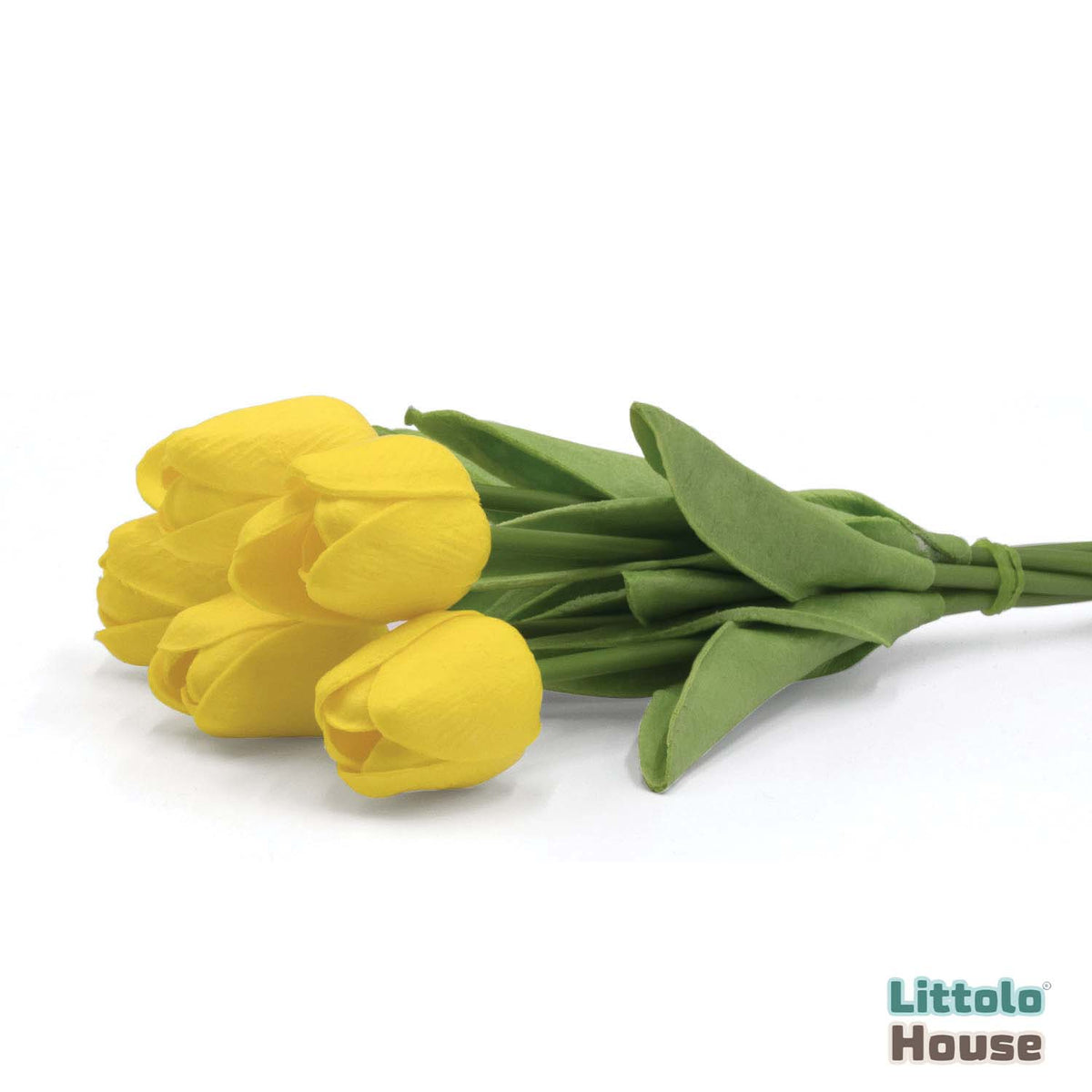 Artificial Bouquet of Tulips Silk Flowers Bunch of 5 | Yellow