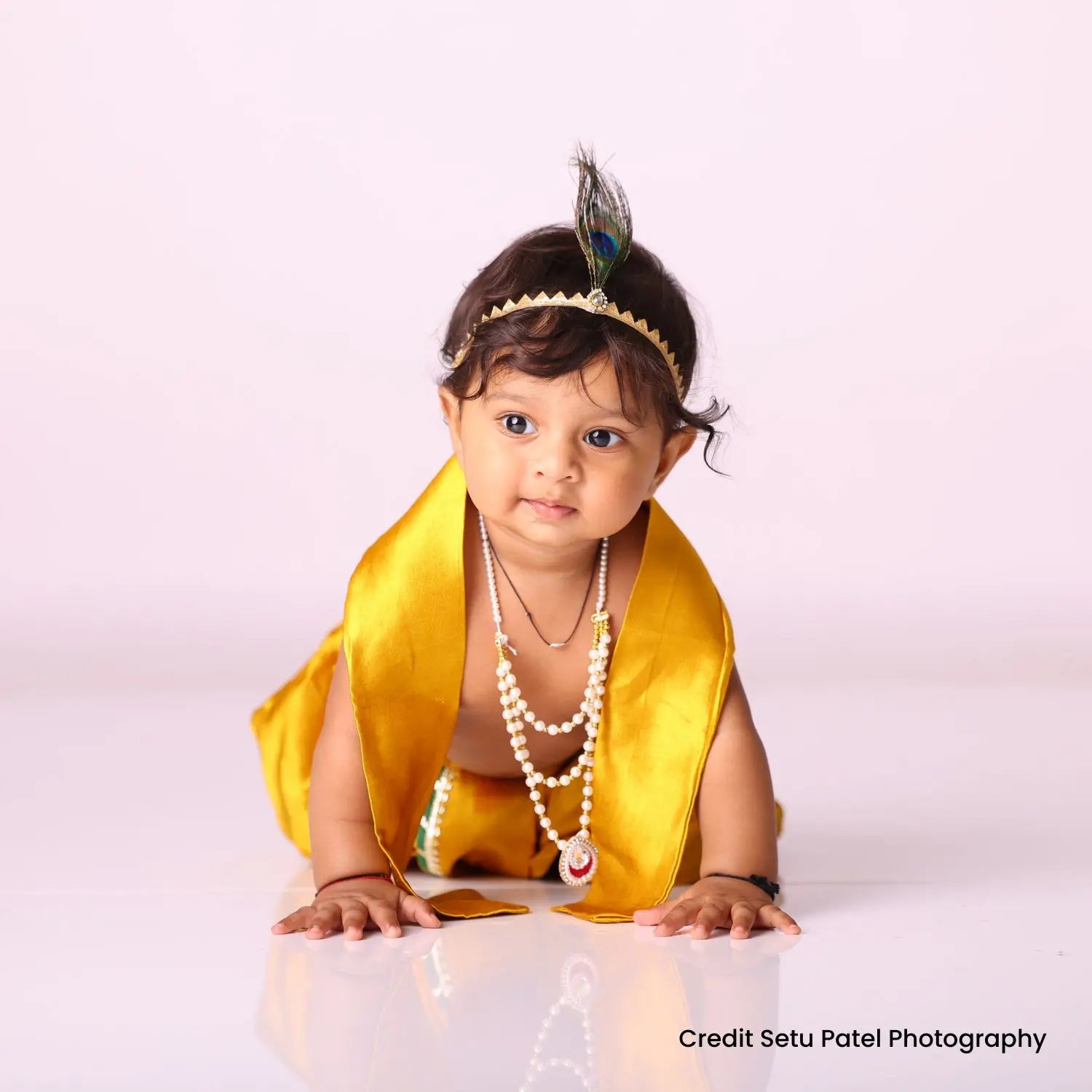 Baby Boy Traditional Dhoti And Khes Outfit With Accessories O222 | 1Y | Mustard Yellow