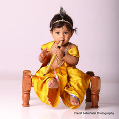 Baby Boy Traditional Dhoti And Khes Outfit With Accessories O222 | 1Y | Mustard Yellow