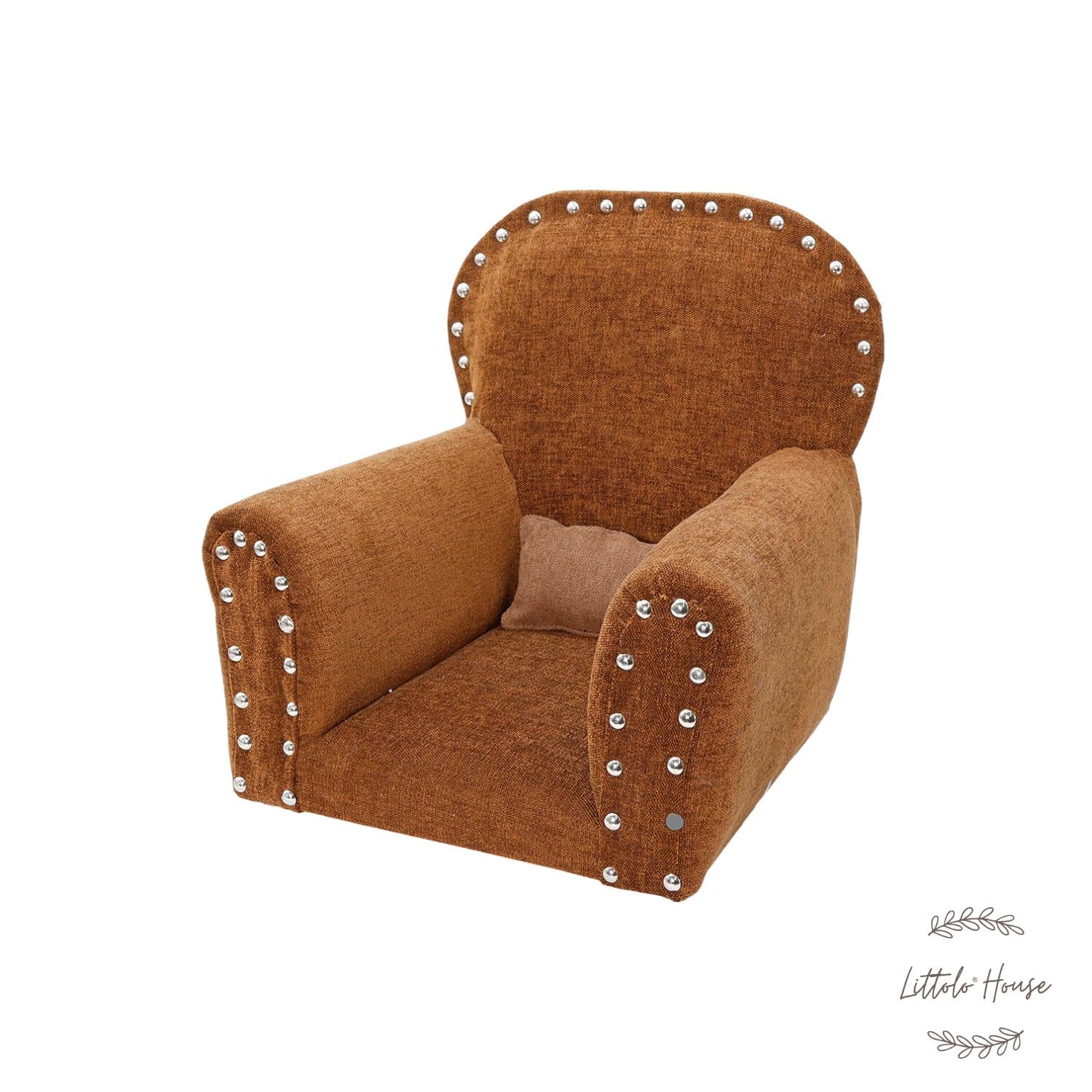 Sofa Chair with Rivet Finishing | Wooden Decorative | Brown