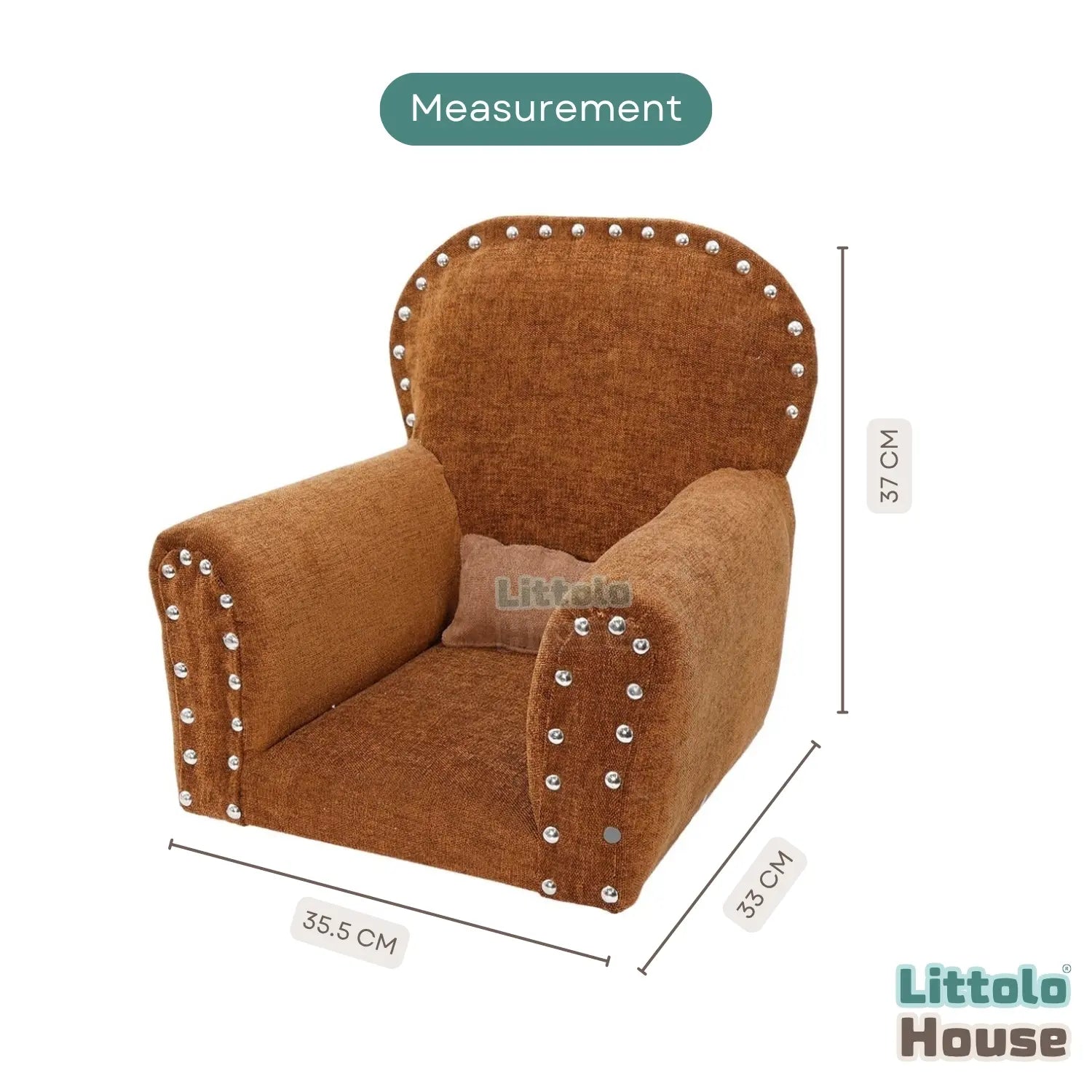Sofa Chair with Rivet Finishing | Wooden Decorative | Brown
