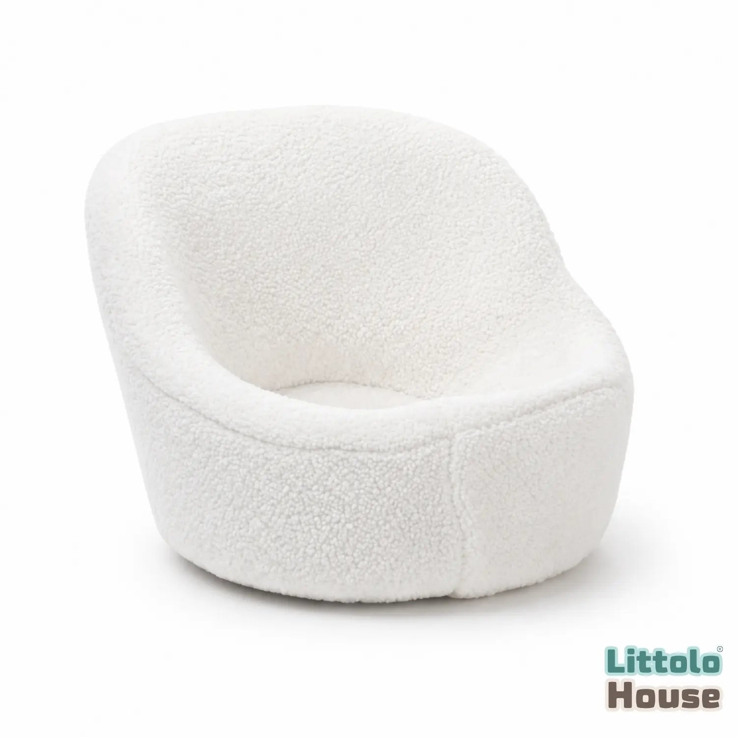 Soft Fur Posing Chair Style 2 | Wooden Decorative | Off White