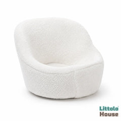 Soft Fur Posing Chair Style 2 | Wooden Decorative | Off White