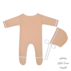 Baby Stylish Romper with Bonnet O131 | NB | Beige