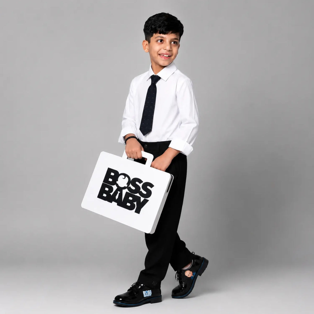 Stylish Boss Baby Dual Side Suitcase  D148 | Set of 1 | White Black